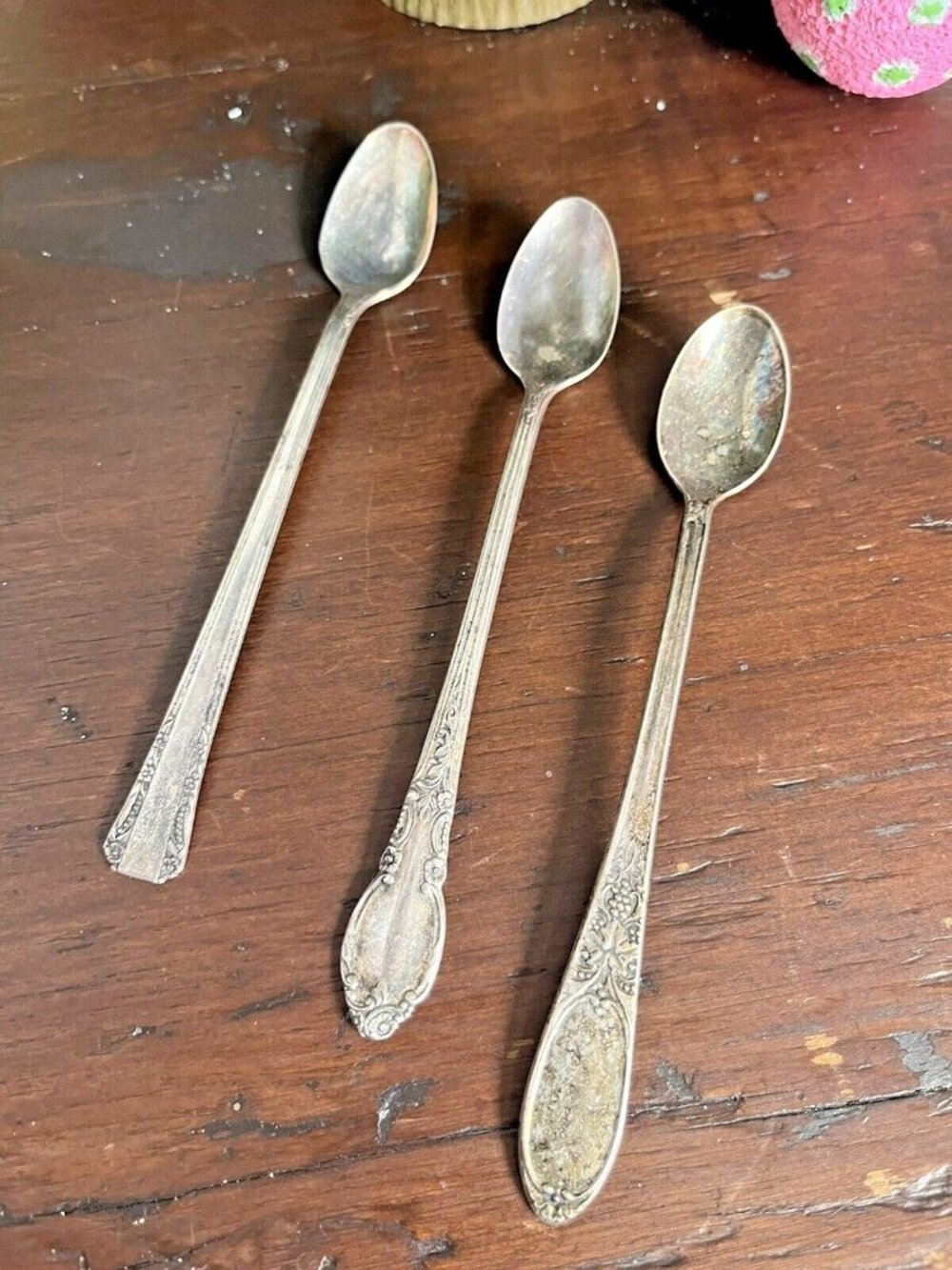 3 Vtg Spoons Set Rogers Bros Silver Spoon Silver Plated Oneida Small Spoon U94